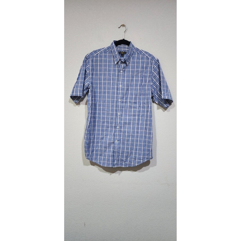 Club Room Men's Size S Multicolor Plaid Shirt Blue Green Cotton Short Sleeve